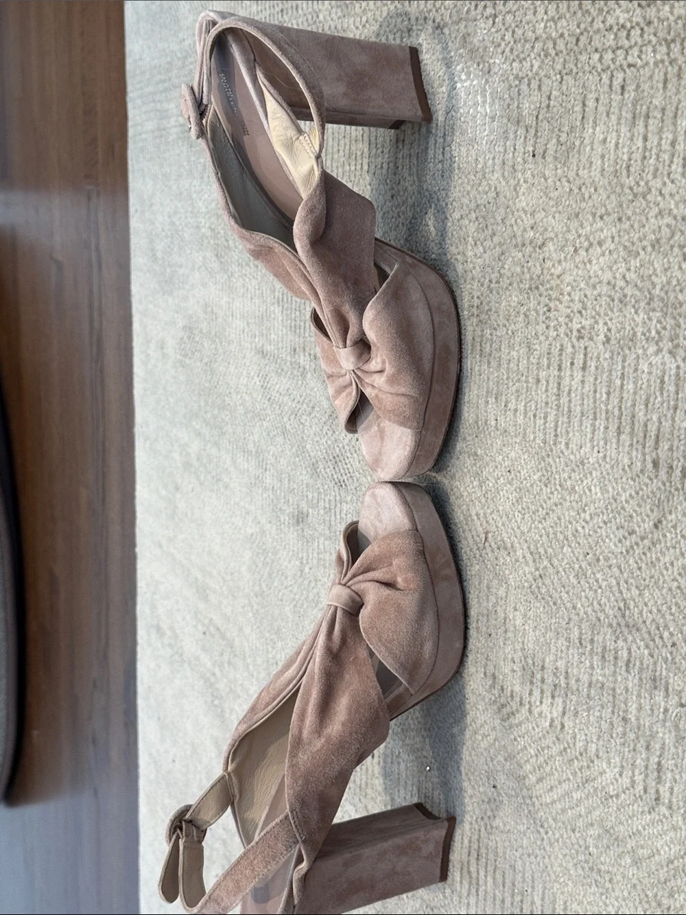 Diane Von Furstenberg Beige Suede Knot Platform Sandals